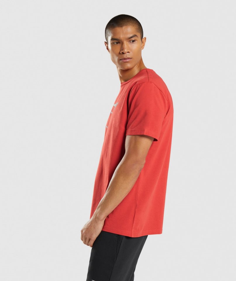 Men's Gymshark Sharkhead Infill T-Shirts Red | CA 87N036